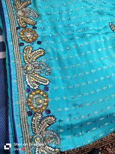 New With Tag Sky-blue Saree 💥Price Drop