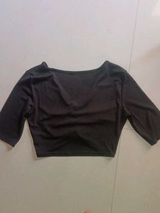 Black Half Sleeve V Neck Top/Blouse