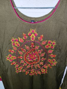 Olive Colour Anarkali Shape Kurta