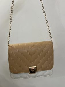 Beige And White Shoulder/Sling Bag