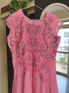 Pink Embroidered Ethnic Gown