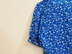 Blue And White Floral Top
