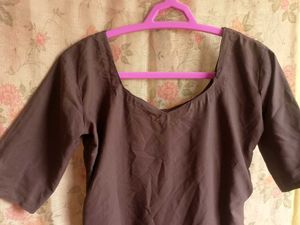 Coffee brown sweetheart neck kurti 🤎