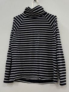 Black & White Striped Cold-Shoulder High Neck Top