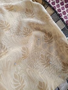 Beautiful Light Silky Cotton Beige Saree🍬