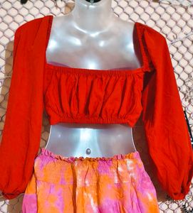 SizeS/M/L🎁Buy 2 Get 1 Free 🎁 Red Tie-Front Top