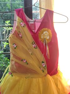 Girls Dress/Frock Yellow And Pink #under500.           It Has A Small But It's Not noticeable
