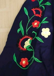 Embroidered Navy Dress