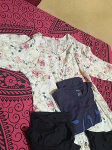 T-Shirt &amp; Floral Top Bundle - Size M. 2 Xl
