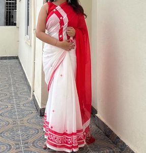 Suta Womens Pure Cotton Saree with Stiched Blouse