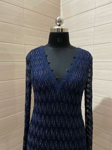 Party Navy Blue Lace Mini Dress
