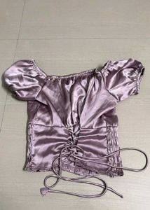 Lilac Satin Puff Sleeve Top