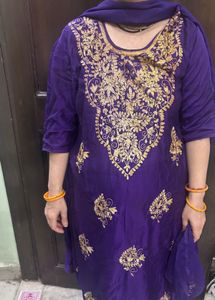 Elegant Purple Embroidered Kurta Set