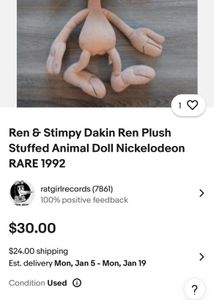 Rare Ren &amp; Stimpy Dakin Plush Stuf