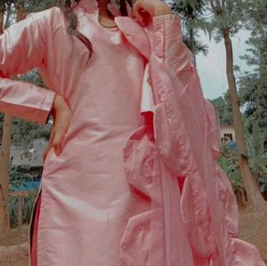 Elegant Nude Pink Kurti Set with Stylish Dupatta