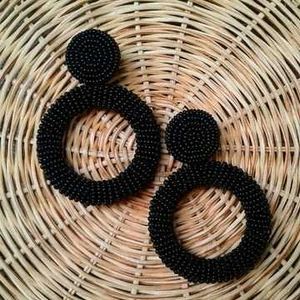 Black Bead Earrings 🖤✨