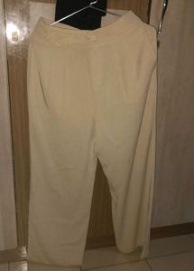 Korean Pleated Beige Trousers Pants
