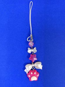 Handmade Cat Paw Phone Charm with Star and Bow