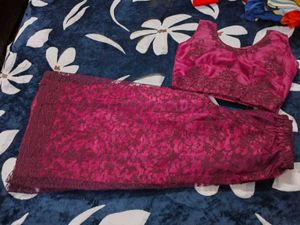 Magenta sharara with crop top
