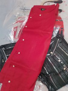Red Asymmetric Kurta