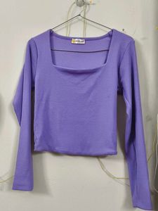 Purple Long Sleeve Crop Top