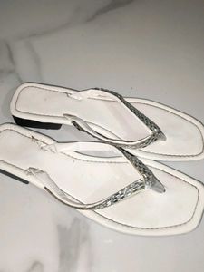 Chic White Embellished Flats