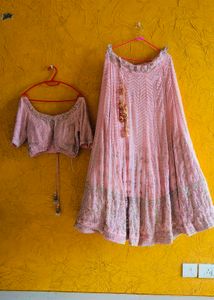Pink Lehenga set heavy flair