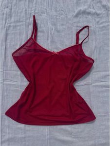 Crimson Red Mesh Cami Top 🎀