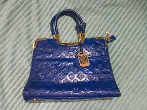 SUSEN Blue Patterned Leather Satchel