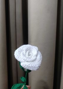 Handmade Crochet White Rose
