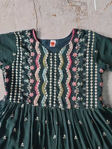 Emerald Green Embroidered Anarkali