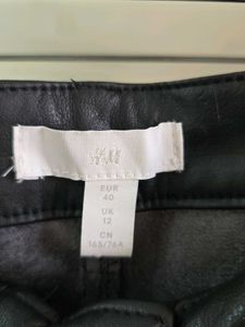 H&amp;M Black Faux Leather Pants with Fleece