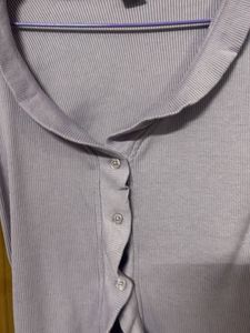 Lilac Knit Button-Down Top