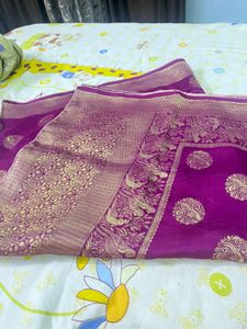 Beautiful pink saree with blouse
