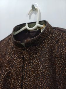 Kurta Chudidar Set (Brown With Copper Work)