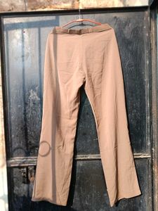 Elegant Tan Wide Leg Trousers