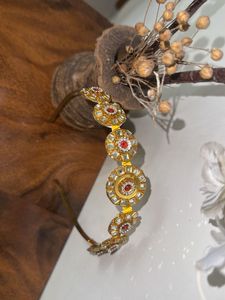 Elegant Gold &amp; Red Gemstone Headband