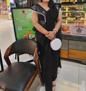 Party Wear Saree Black With Designer Blouse