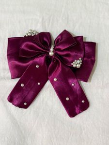 Burgundy Bow Hair Clip (each price)