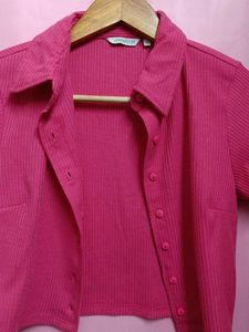 Pink Ribbed Crop Top
