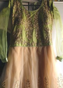 green creme gown
