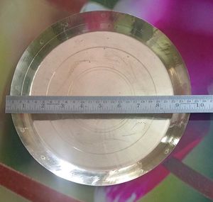 Brand New Bronze Thali With Brass Plate And Glass