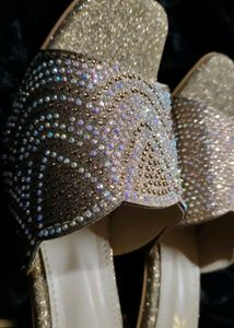 Gold Glitter Embellished Heels