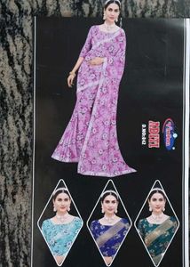 Elegant Blue Floral Saree