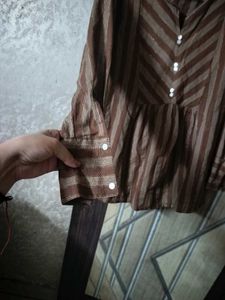 Striped Brown Tunic Top office wear