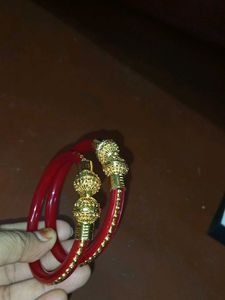 Red &amp; Gold Shakha Bangles