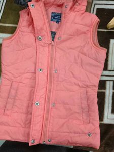 Pink Hooded Winter Jacket Size-28