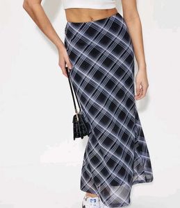 Plaid Straight Skirt