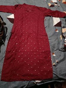Marron Kurti Mirror Work