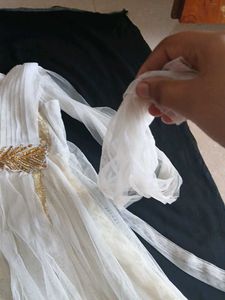 Elegant White &amp; Gold Party Dress